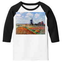 Monet Tulip Fields Youth 3/4 Sleeve | Artistshot