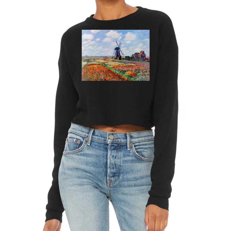 Monet Tulip Fields Cropped Sweater by leonboothy | Artistshot