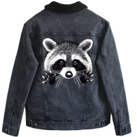 Digital Illustration Of A Little Raccoon Buddy. Unisex Sherpa-lined Denim Jacket | Artistshot