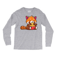 Cute Red Panda Eating Noodle Cartoon Vintage Quote Long Sleeve Shirts | Artistshot