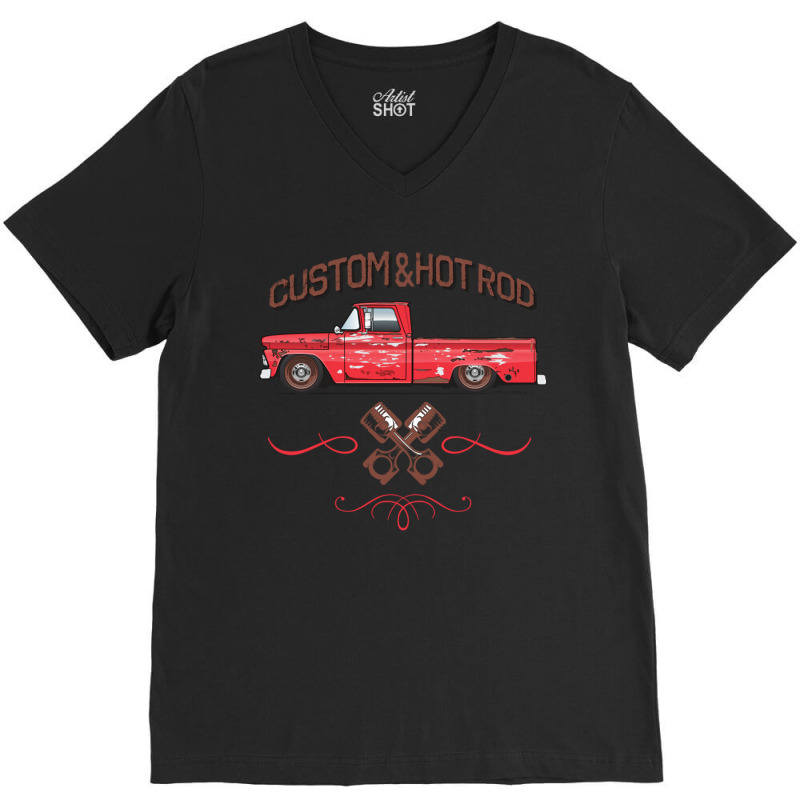 Hot Rod Patina Cardinal Red V-Neck Tee by MernaPutney | Artistshot