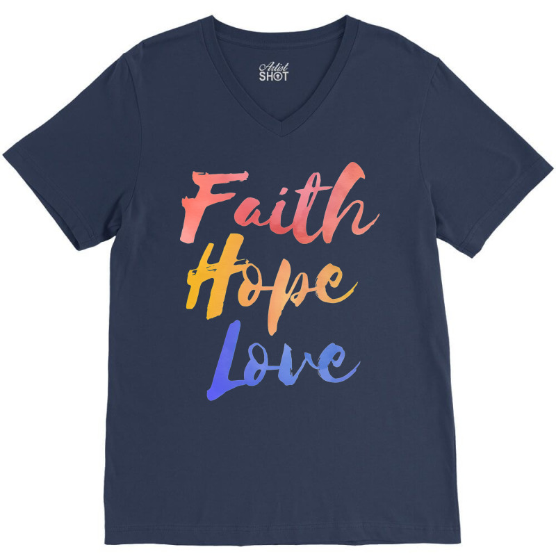 Faith Hope Nostalgia Blue V-neck Tee | Artistshot