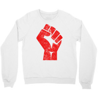 Big Red Raised Fist Salute Of Unity Solidarity Resistance Long Sleeve Crewneck Sweatshirt | Artistshot