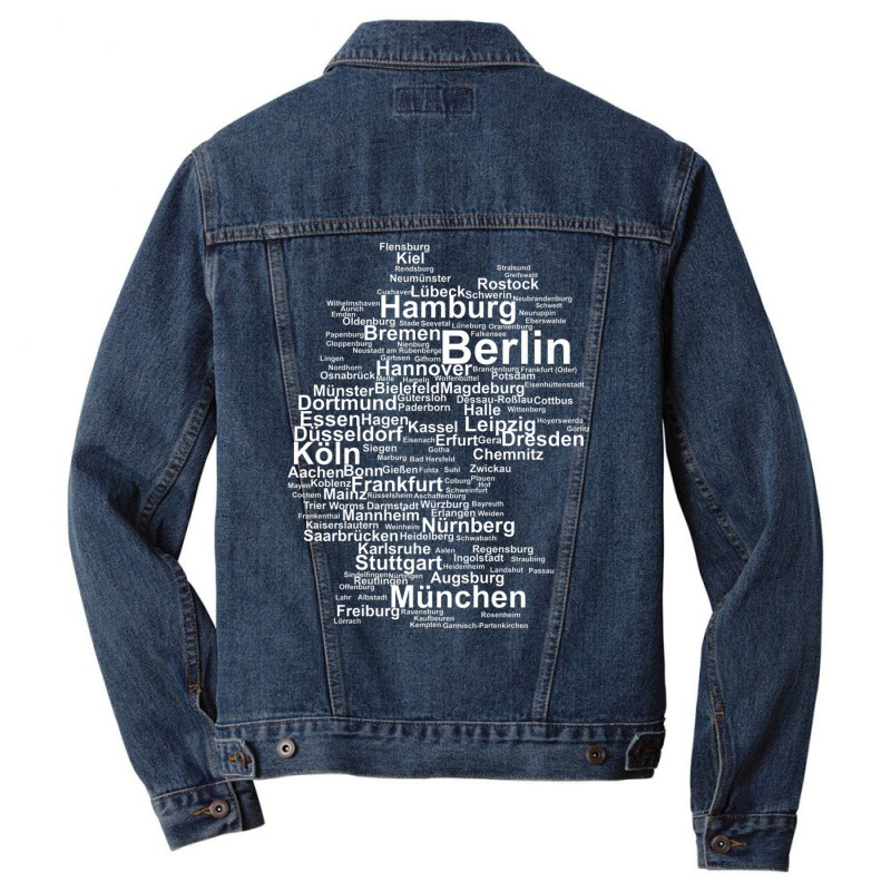 Germany Map Silhouette Towns Cities Berlin Hamburg Travel Premium T Sh Men Denim Jacket | Artistshot