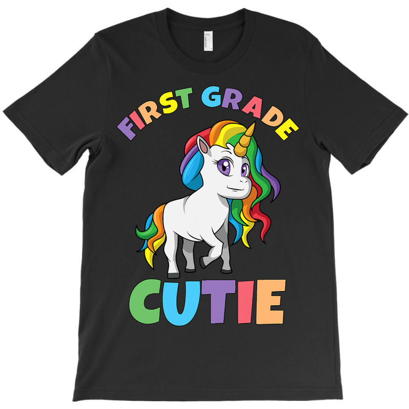 First Day Of School 1st First Grade Cutie Girls Unicorn T-shirt | Artistshot