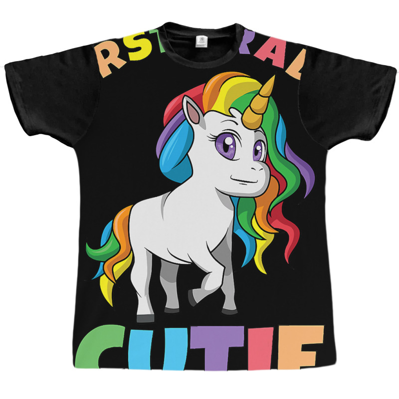 First Day Of School 1st First Grade Cutie Girls Unicorn Graphic T-shirt | Artistshot