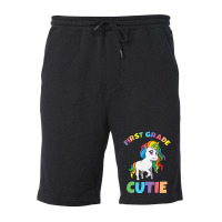 First Day Of School 1st First Grade Cutie Girls Unicorn Fleece Short | Artistshot