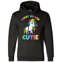 First Day Of School 1st First Grade Cutie Girls Unicorn Champion Hoodie | Artistshot