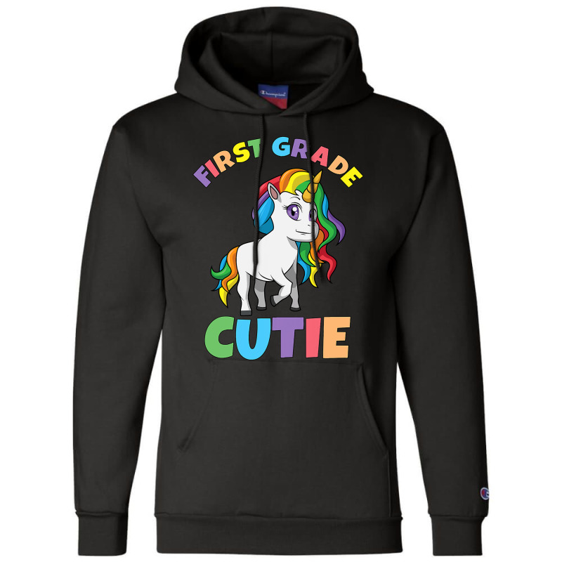 First Day Of School 1st First Grade Cutie Girls Unicorn Champion Hoodie | Artistshot