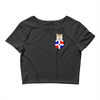 Limited Edition Dominican Republic Flag Akita Dog In Pocket Crop Top | Artistshot