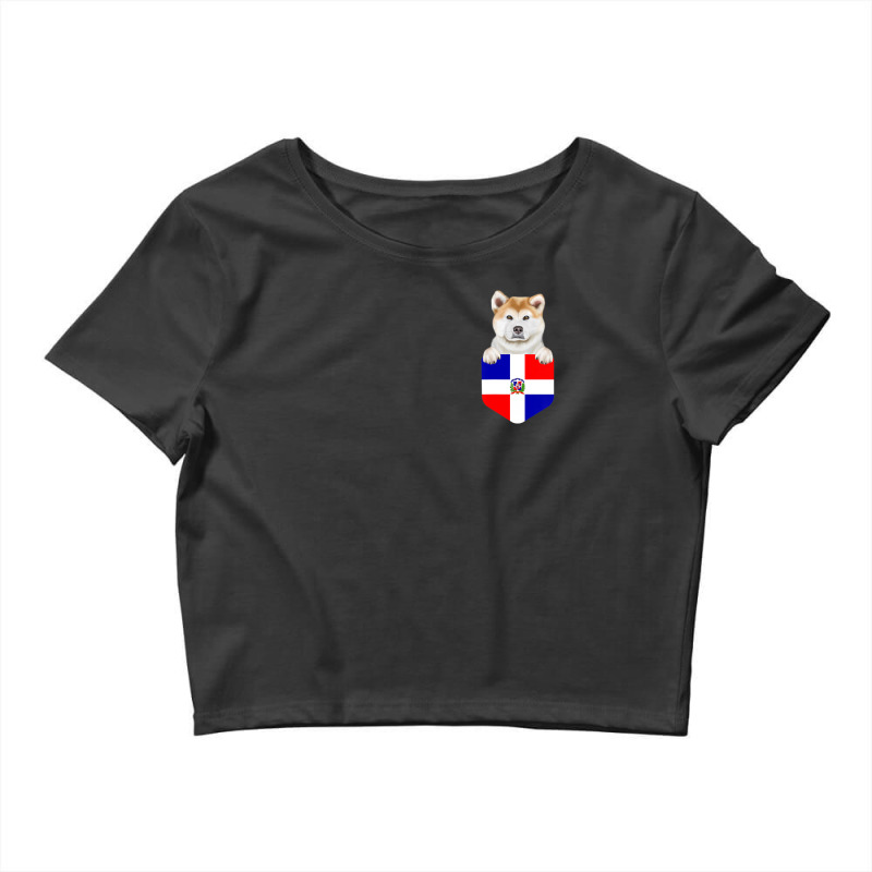 Limited Edition Dominican Republic Flag Akita Dog In Pocket Crop Top by hongquangd | Artistshot