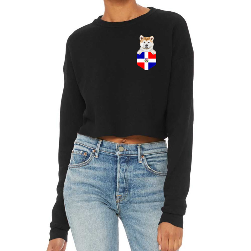 Limited Edition Dominican Republic Flag Akita Dog In Pocket Cropped Sweater by hongquangd | Artistshot