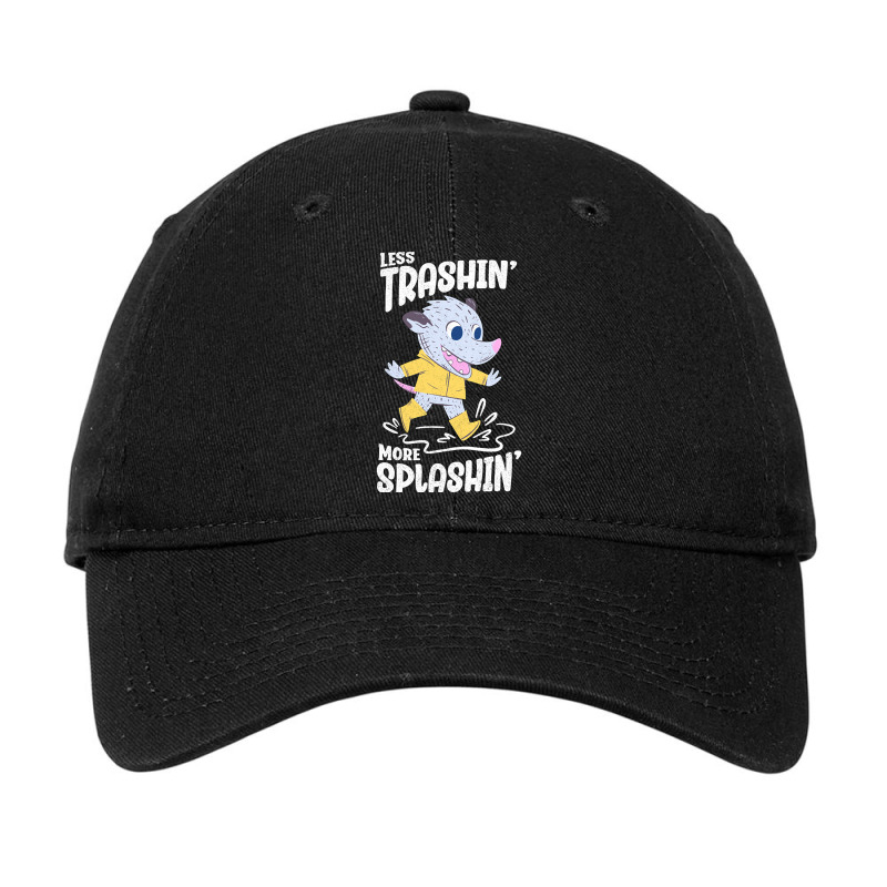 Trending Rainy Day - Less Trashin More Splashin Possum Adjustable Cap | Artistshot