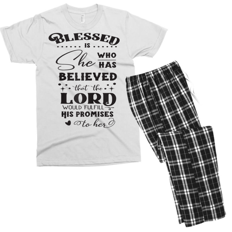 Blessed Is She Who Has Believed Cool Novelty Christian Item Raglan Bas Men's T-shirt Pajama Set by tarnilot | Artistshot