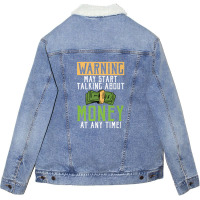 Warning May Start Talking About Money At Any Time Unisex Sherpa-lined Denim Jacket | Artistshot