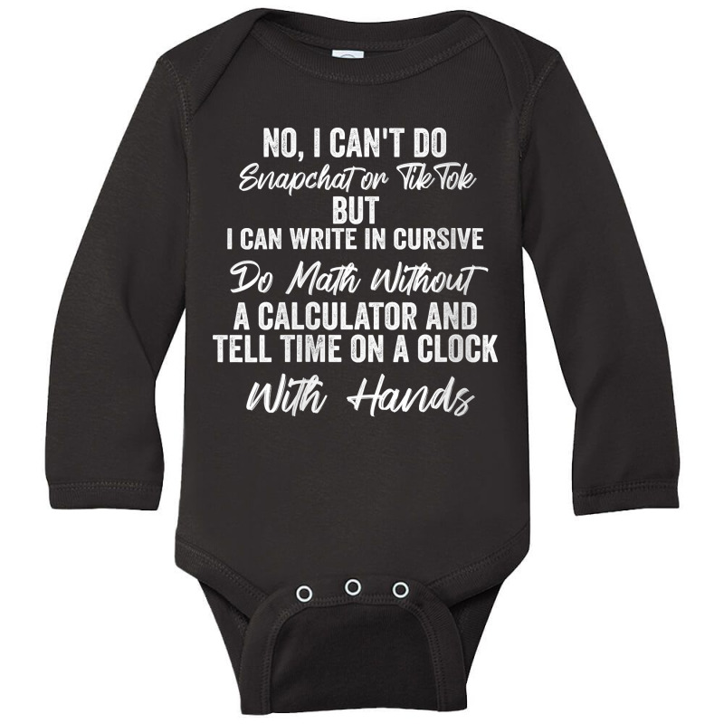 Womens I Can Write In Cursive Do Math Without A Calculator Funny V Nec Long Sleeve Baby Bodysuit by erinlorrai | Artistshot