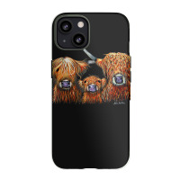 Cow Print Scottish Highland  We 3 Coos On Grey  By Shirley Macarthur B Iphone 13 Case | Artistshot