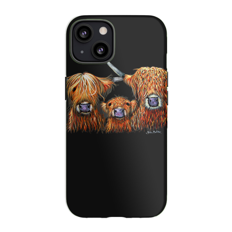 Cow Print Scottish Highland  We 3 Coos On Grey  By Shirley Macarthur B Iphone 13 Case | Artistshot