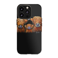 Cow Print Scottish Highland  We 3 Coos On Grey  By Shirley Macarthur B Iphone 13 Pro Case | Artistshot