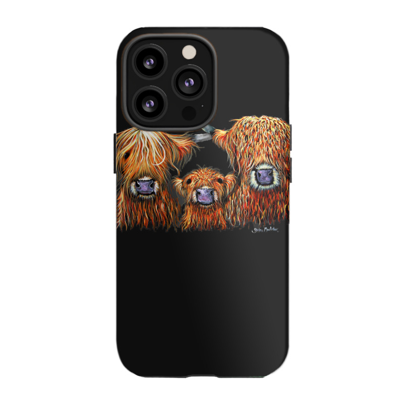 Cow Print Scottish Highland  We 3 Coos On Grey  By Shirley Macarthur B Iphone 13 Pro Case | Artistshot