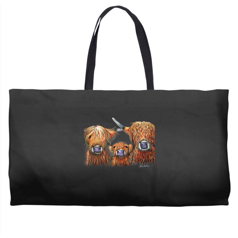 Cow Print Scottish Highland  We 3 Coos On Grey  By Shirley Macarthur B Weekender Totes | Artistshot