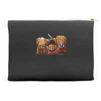 Cow Print Scottish Highland  We 3 Coos On Grey  By Shirley Macarthur B Accessory Pouches | Artistshot