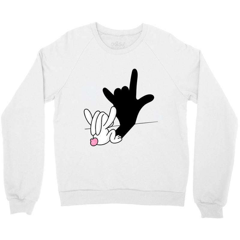 Asl Bunny Reflection I Love You Hand Sign Language Easter Crewneck Sweatshirt by Bradley | Artistshot