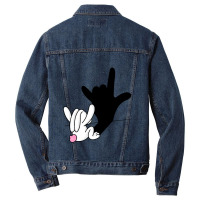 Asl Bunny Reflection I Love You Hand Sign Language Easter Men Denim Jacket | Artistshot