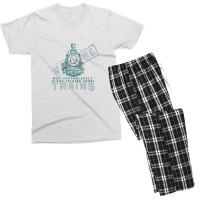 Warning May Spontaneously Start Talking About Train Men's T-shirt Pajama Set | Artistshot