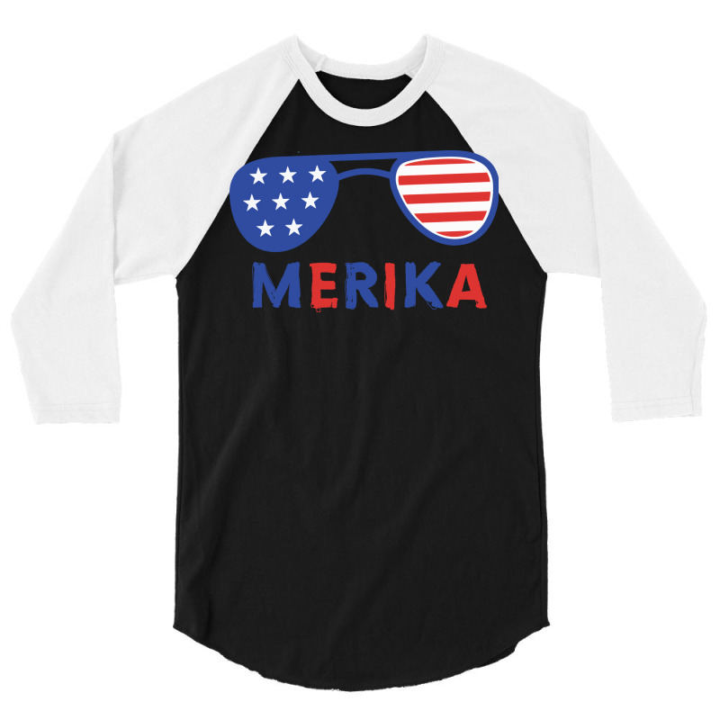 Merika 4th Of July Patriotic American Flag Nature Tumblr 3/4 Sleeve Shirt by hafeesoesoeq | Artistshot