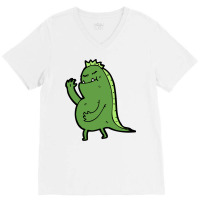 Ms Green Toothy Dinosaur Monster V-neck Tee | Artistshot