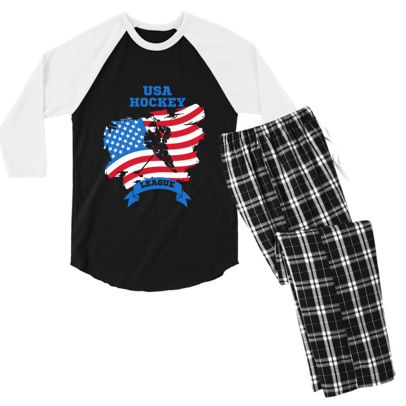 Usa Hockey League Men's 3/4 Sleeve Pajama Set | Artistshot