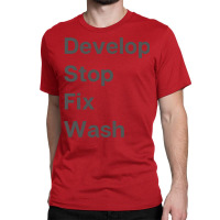 Develop Stop Fix Wash Classic  Yellow Cute Classic T-shirt | Artistshot