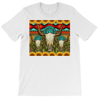 Bull Skulls Gemstones And Cactus With Leopard And Aztec T-shirt | Artistshot