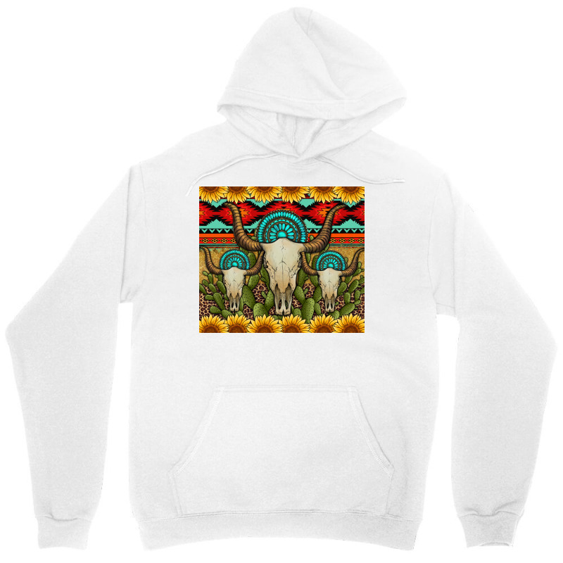 Bull Skulls Gemstones And Cactus With Leopard And Aztec Unisex Hoodie | Artistshot