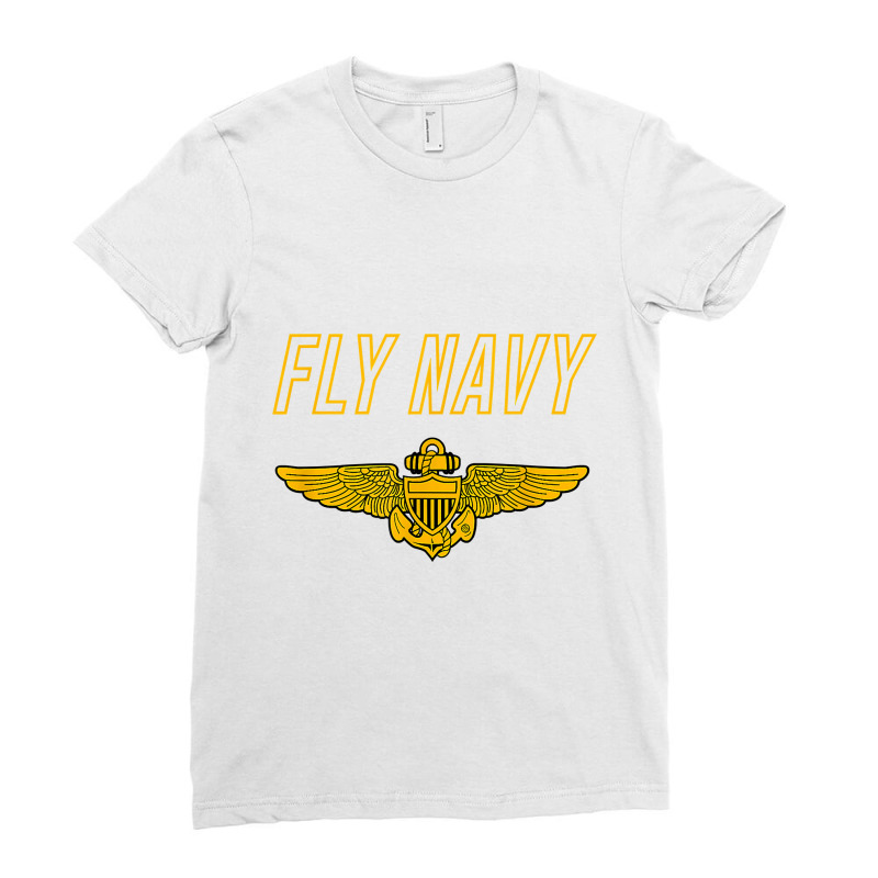 Fly Navy  Classic Naval Officer Pilot Wings Tee Ladies Fitted T-Shirt by HayleyArtist | Artistshot