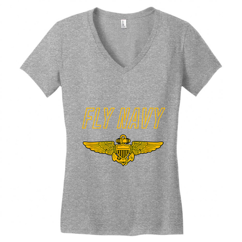 Fly Navy  Classic Naval Officer Pilot Wings Tee Women's V-Neck T-Shirt by HayleyArtist | Artistshot