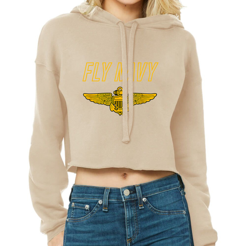 Fly Navy  Classic Naval Officer Pilot Wings Tee Cropped Hoodie by HayleyArtist | Artistshot