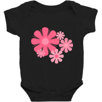 Hot Trend Flower Locus Retro 60s 70s Floral In Candy Pink Baby Bodysuit | Artistshot