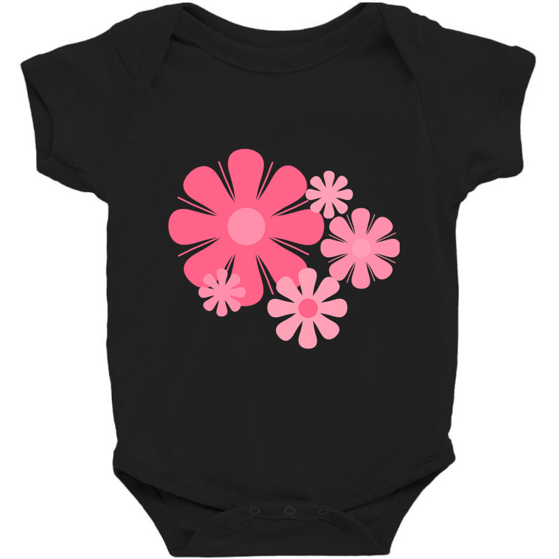 Hot Trend Flower Locus Retro 60s 70s Floral In Candy Pink Baby Bodysuit | Artistshot