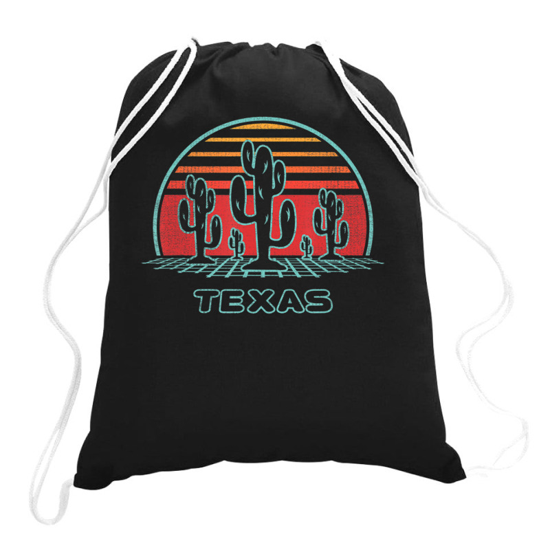 Limited Edition Texas Retro Desert Sunset 80s Style Drawstring Bags | Artistshot