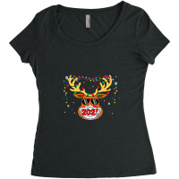 Reindeer In Mask Vaccination Merry 1 Women's Triblend Scoop T-shirt | Artistshot