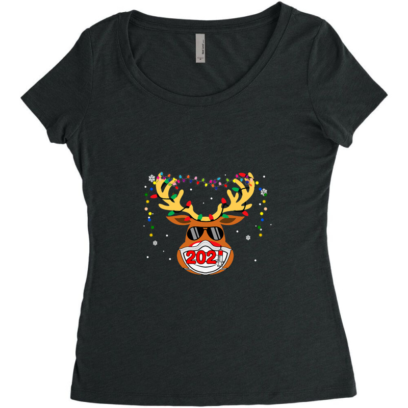 Reindeer In Mask Vaccination Merry 1 Women's Triblend Scoop T-shirt by MaryWright | Artistshot