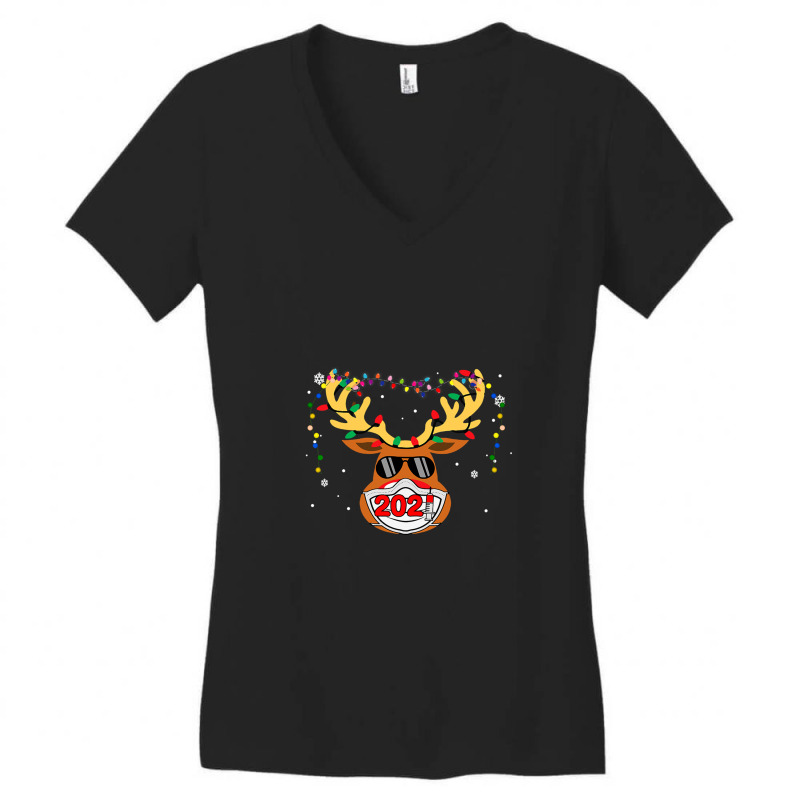 Reindeer In Mask Vaccination Merry 1 Women's V-Neck T-Shirt by MaryWright | Artistshot