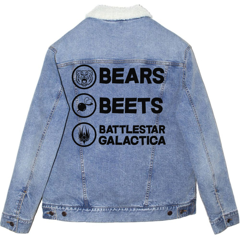 Bears. Beets. Battlestar Galactica. Unisex Sherpa-lined Denim Jacket | Artistshot