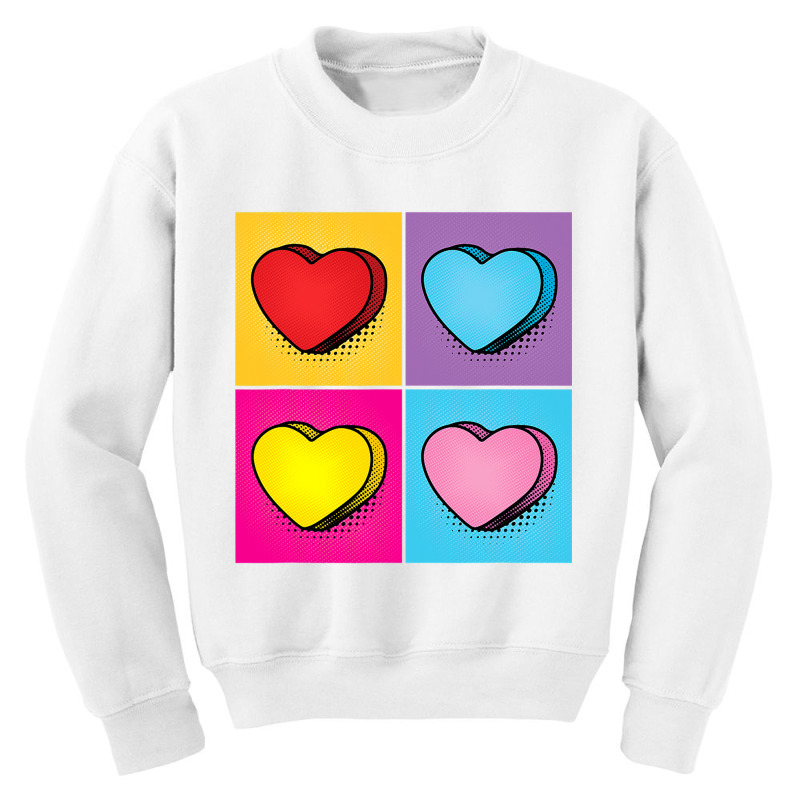 Candy Heart Pop Art Valentine S Day Graphic Youth Sweatshirt | Artistshot