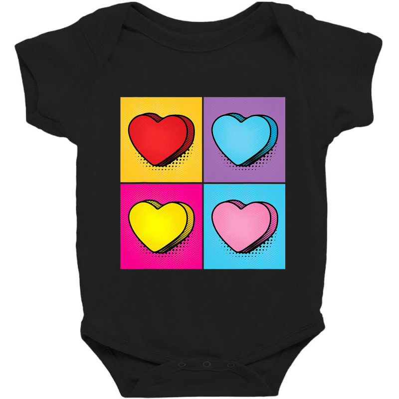 Candy Heart Pop Art Valentine S Day Graphic Baby Bodysuit | Artistshot