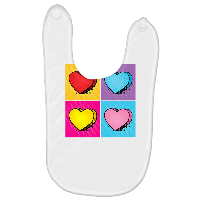 Candy Heart Pop Art Valentine S Day Graphic Baby Bibs | Artistshot