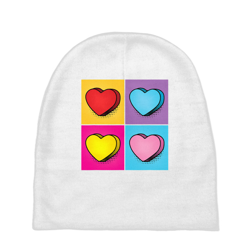 Candy Heart Pop Art Valentine S Day Graphic Baby Beanies | Artistshot