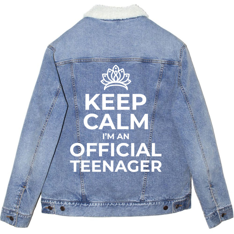 Keep Calm Birthday Official Teenager  13th Funny Girl Unisex Sherpa-Lined Denim Jacket by Davidartist | Artistshot